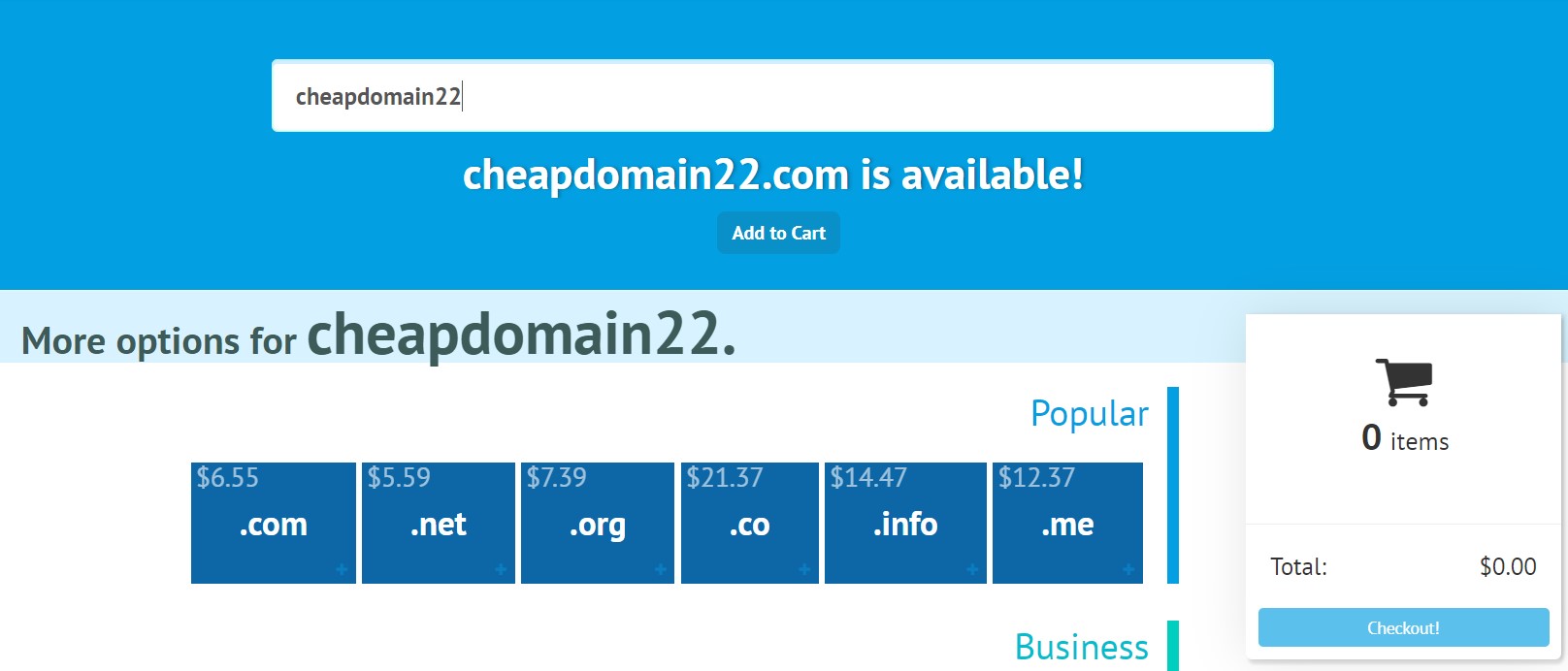 Cheap domain at CosmoTown